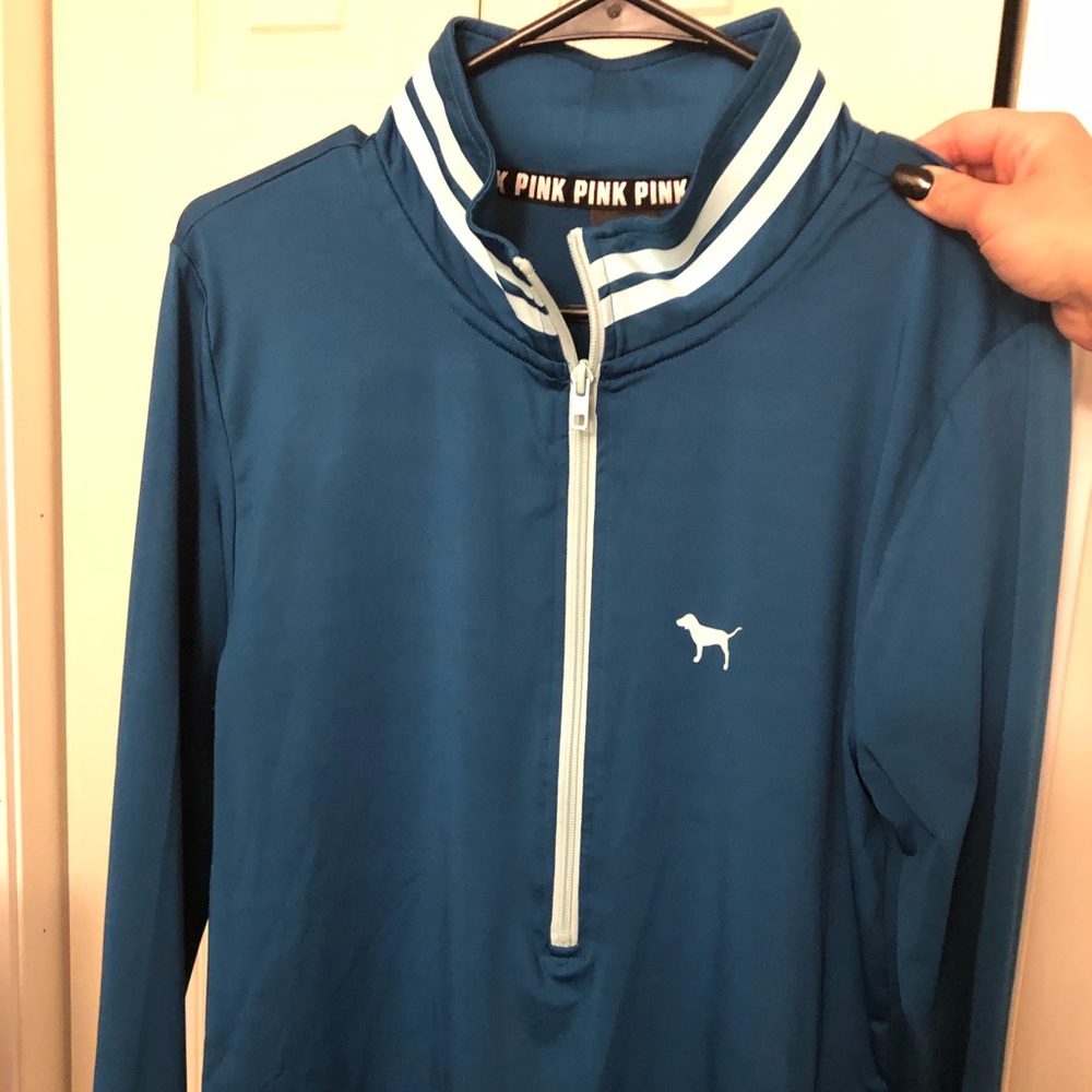 Gently used Victoria’s Secret Pink teal 1/2 zip
